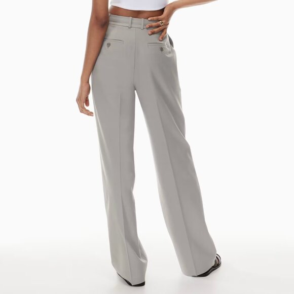 Aritzia Babaton Agency Pants High Waisted City Wool Twill Trousers Straight Gray - Picture 3 of 14
